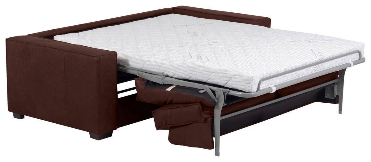 Schlafsofa Texas Braun Anilinleder, B: 203 Cm - Dunkelbraun/Braun, Design, Leder (203/85/99cm) - MID.YOU