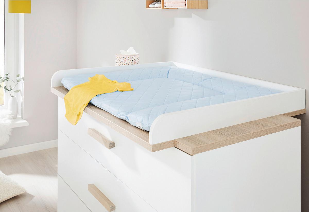 Babyzimmer 3-Teilig. weiß/Natur - Eichefarben/Weiß, Basics, Holzwerkstoff - Pinolino