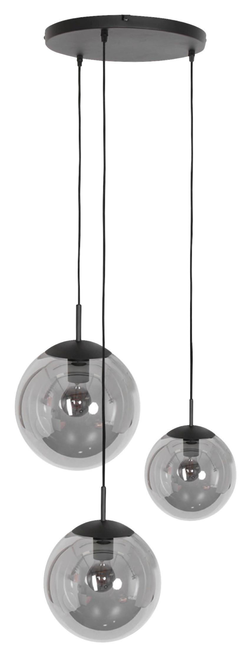 Pendelleuchte Bollique - Schwarz, Trend, Glas/Metall (25/40-150/120cm)