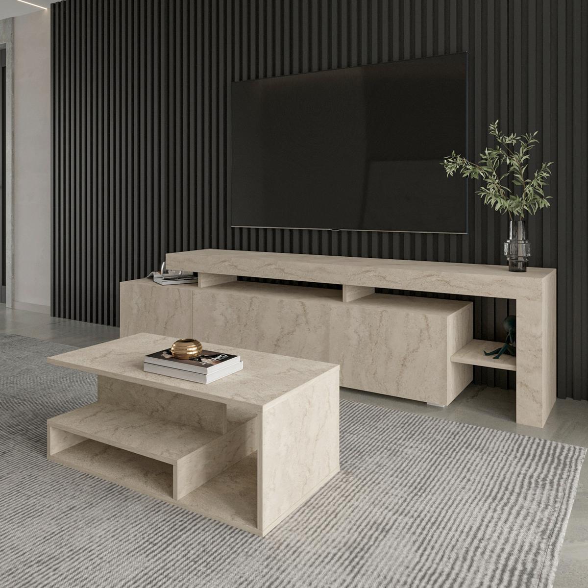 Couchtisch Vera Beige B: 90 Cm - Beige, Design, Holzwerkstoff (90/45/35cm) - Livetastic