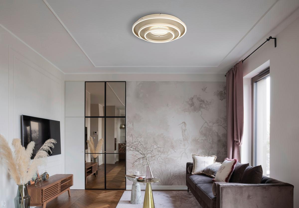 LED-Deckenleuchte Memory-Funktion - Sandfarben/Weiß, Design, Kunststoff/Metall (51,1/10,8cm) - Globo