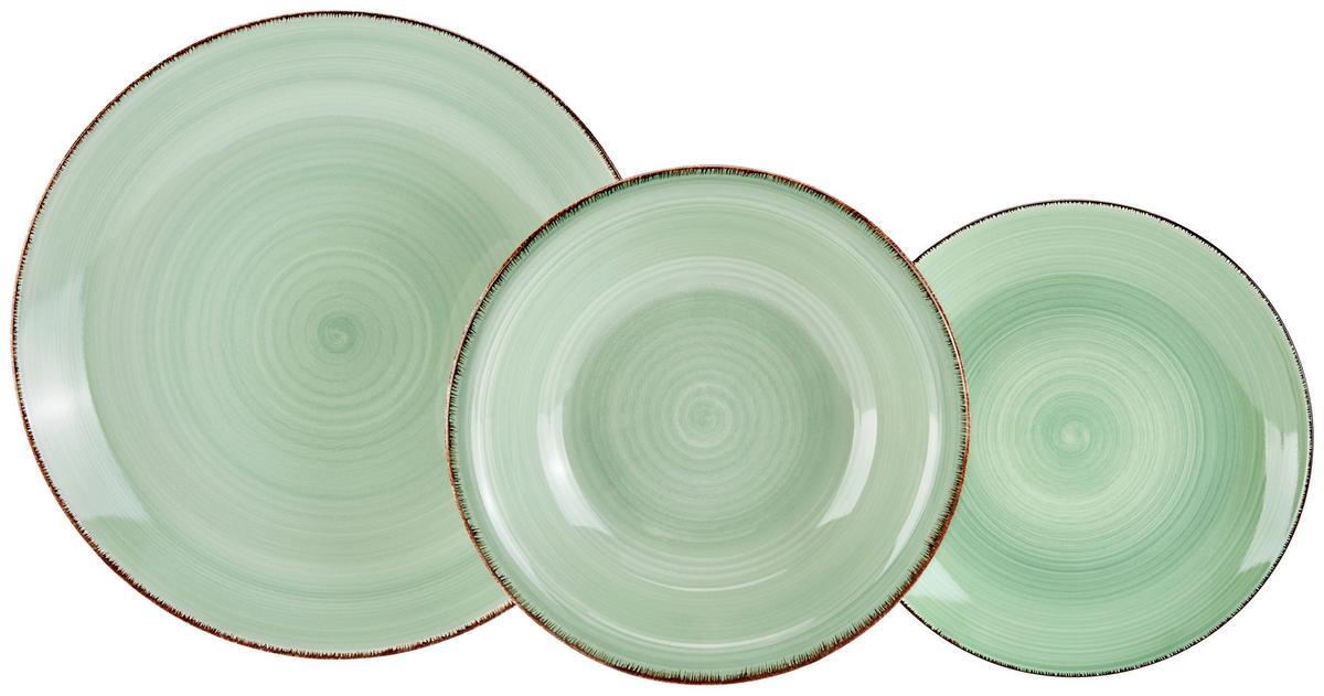 Tafelservice Lionel Steinzeug für 6 Personen, Geschirr Set - Grün, MODERN, Keramik - Luca Bessoni