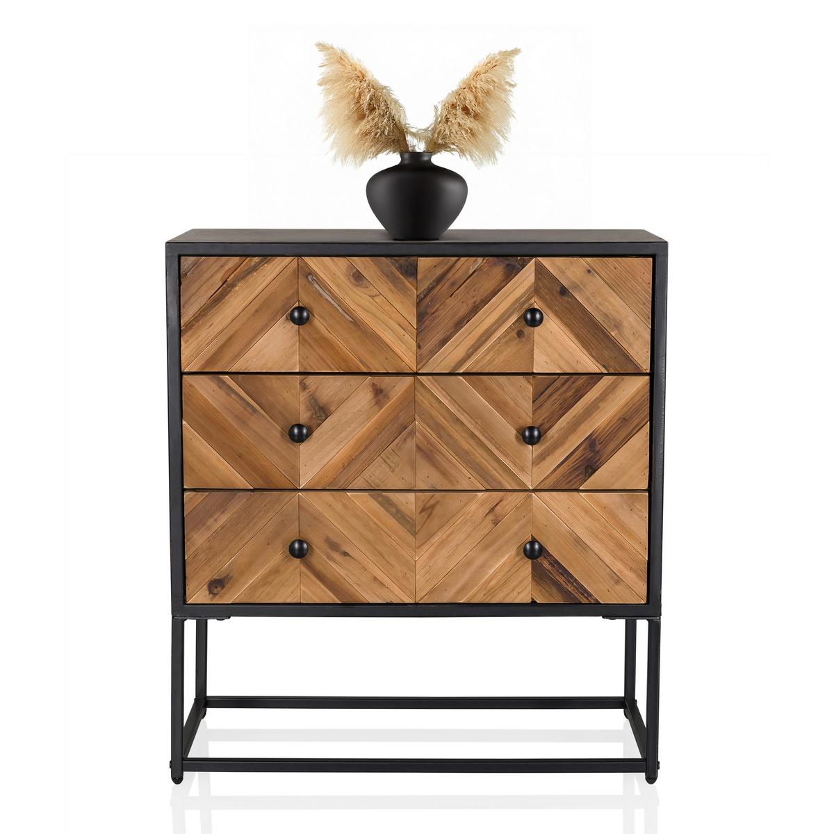 Sideboard Snatjago Black Sun L Dunkelbraun B: 63 Cm - Dunkelbraun/Schwarz, MODERN, Holz/Metall (63/70,5/32cm) - MID.YOU