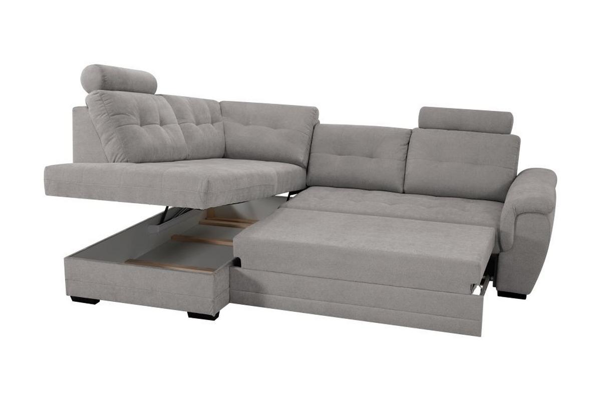 Rohová sedačka FALCO, levá, šedohnědá žinylka,2x op.hlavy - černá/šedohnědá, Konvenční, dřevo/kompozitní dřevo (183/251cm) - Ondega