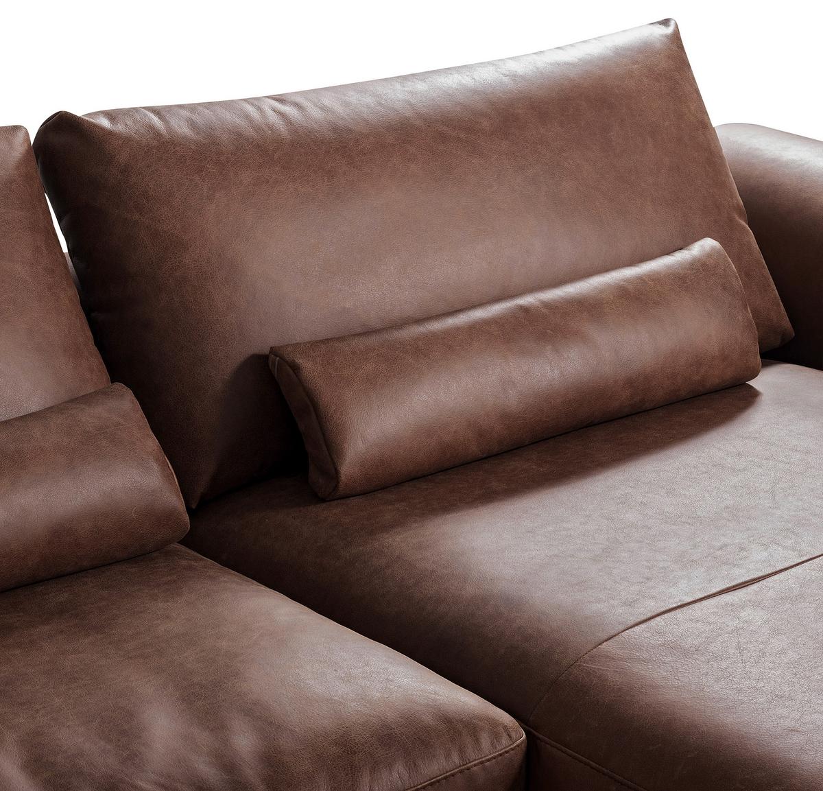 Ecksofa Berlin Braun S: 313 Cm - Schwarz/Braun, Design, Leder (313/172cm) - Livetastic
