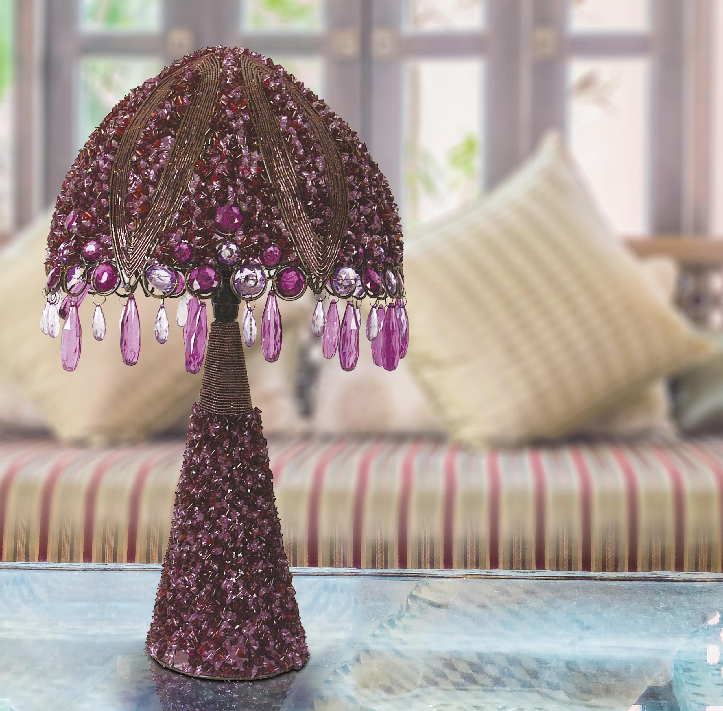 Tischlampe Perla Violett Orientalischer Flair - Violett, LIFESTYLE, Kunststoff/Metall (30/53cm) - Näve
