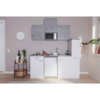 Küchenzeile Economy m. Geräten 180 cm Weiß/Beton Dekor modern - Hellgrau/Weiß, MODERN, Holzwerkstoff (180cm) - Respekta