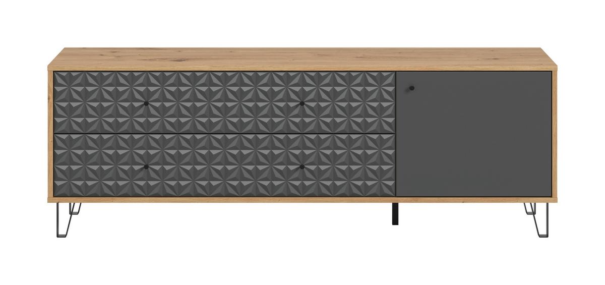 Lowboard Prisma, Anthrazit B: 164 Cm - Anthrazit/Schwarz, Design, Holzwerkstoff (164/56/40cm) - Livetastic