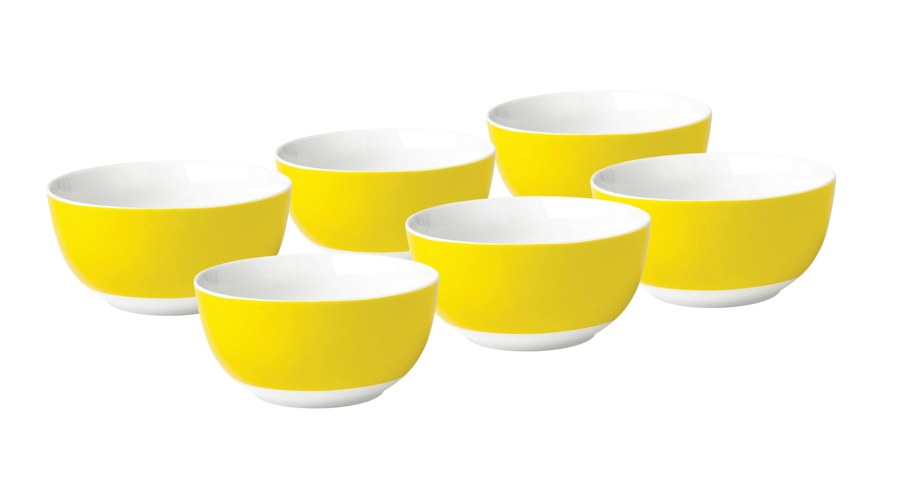 Müslischalenset Gelb Weiß 6-Teilig D: 14 Cm