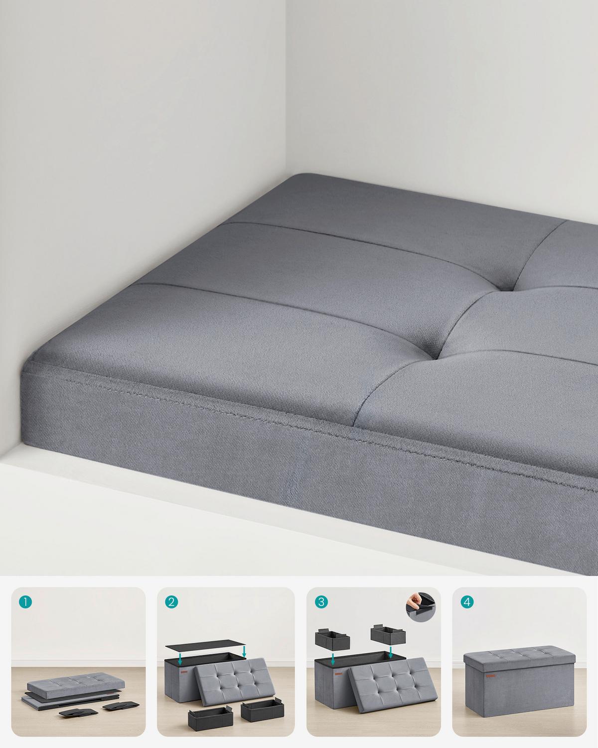 Sitzbox Grau B: 76cm - Grau, Basics, Holzwerkstoff/Textil (76/38/38cm)