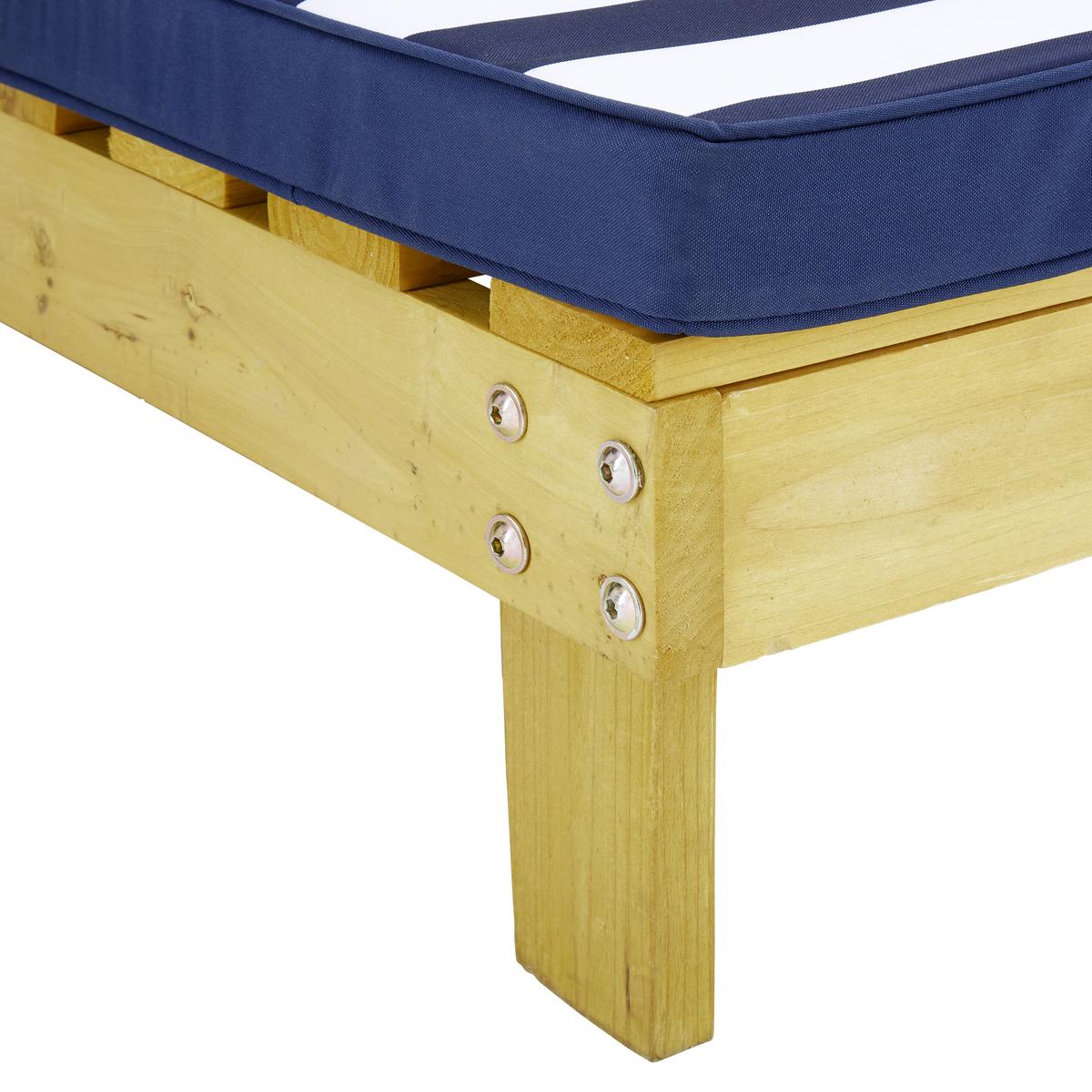 Záhradná pohovka pre deti DAISY - modrá/biela, Modern, drevo/textil (84,8/89/92,5cm) - Bessagi Kids