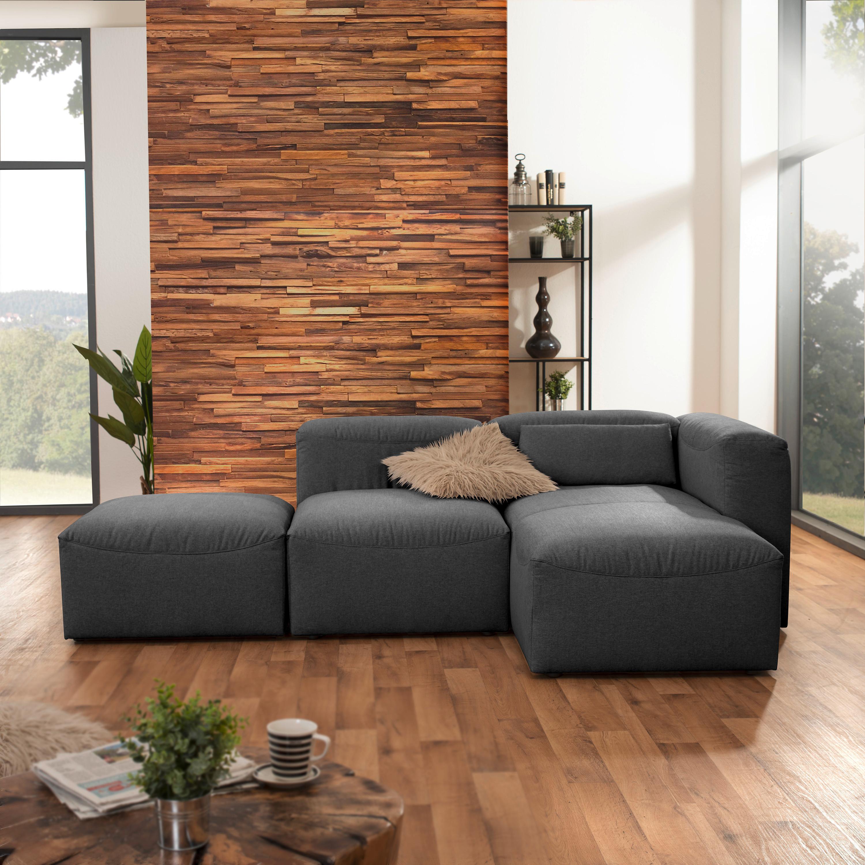 Ecksofa Lena Anthrazit Flachgewebe - Anthrazit, Design, Textil (250/73/160cm) - Max Winzer