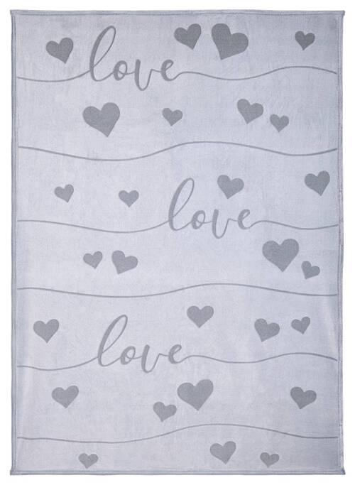 Kuscheldecke Sophia Grau 130x170 cm Schriftzug - Grau, MODERN, Textil (130/170cm) - Luca Bessoni