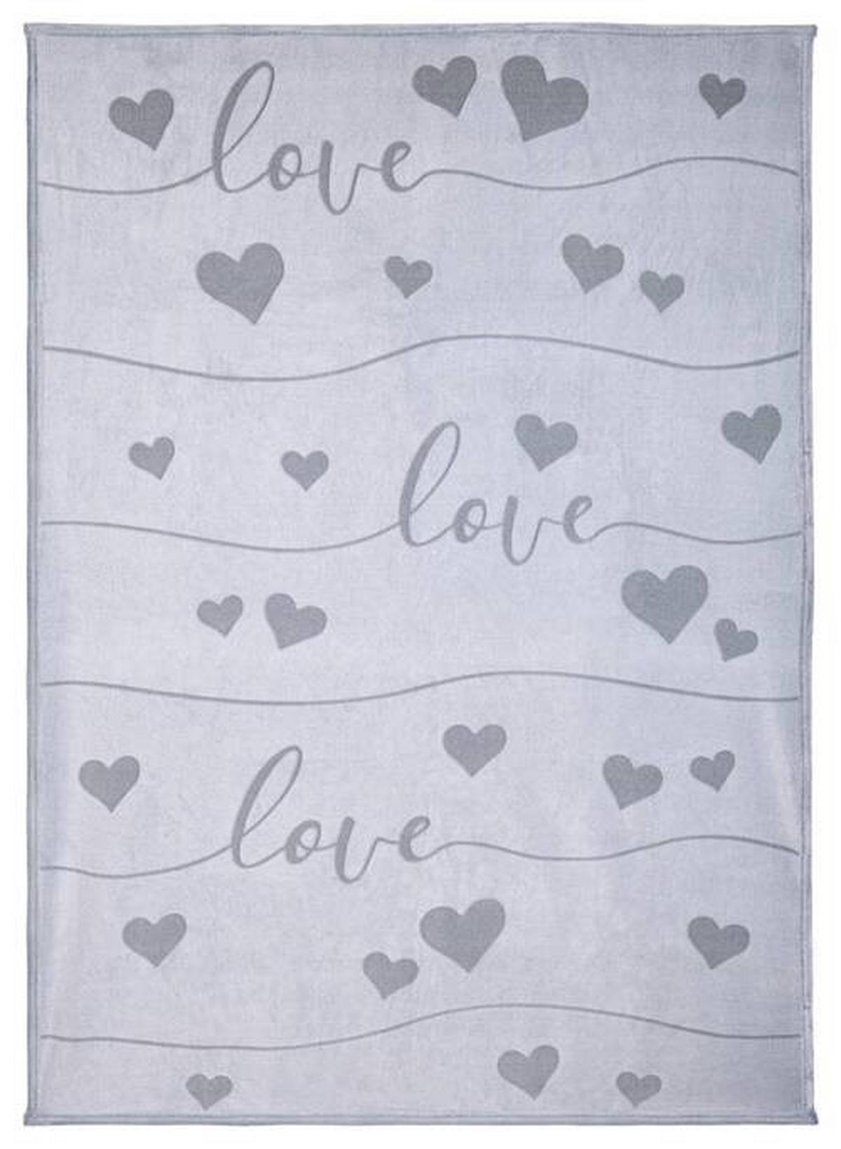 Kuscheldecke Sophia Grau 130x170 cm Schriftzug - Grau, MODERN, Textil (130/170cm) - Luca Bessoni