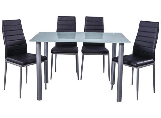 Tischgruppe Wels *ph* - Schwarz/Alufarben, KONVENTIONELL, Glas/Textil (120/75/80cm)