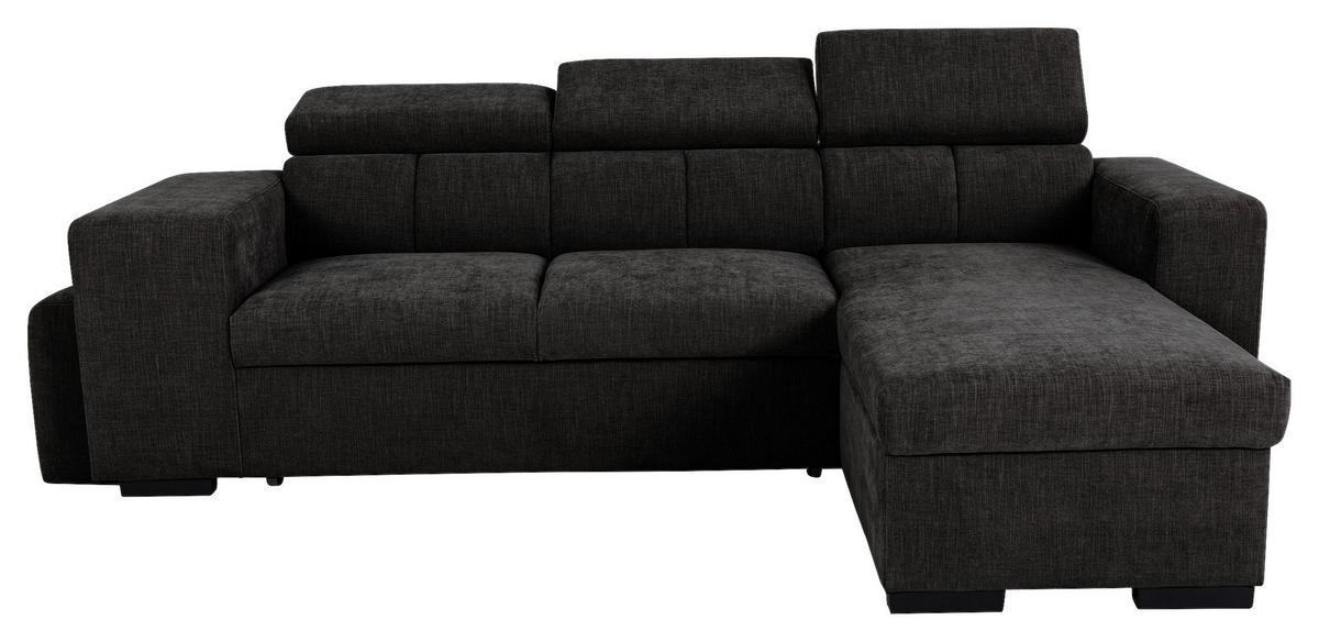 Ecksofa Sirius M schwarz, 251x165cm - Schwarz, KONVENTIONELL, Holz/Holzwerkstoff (251/165cm)