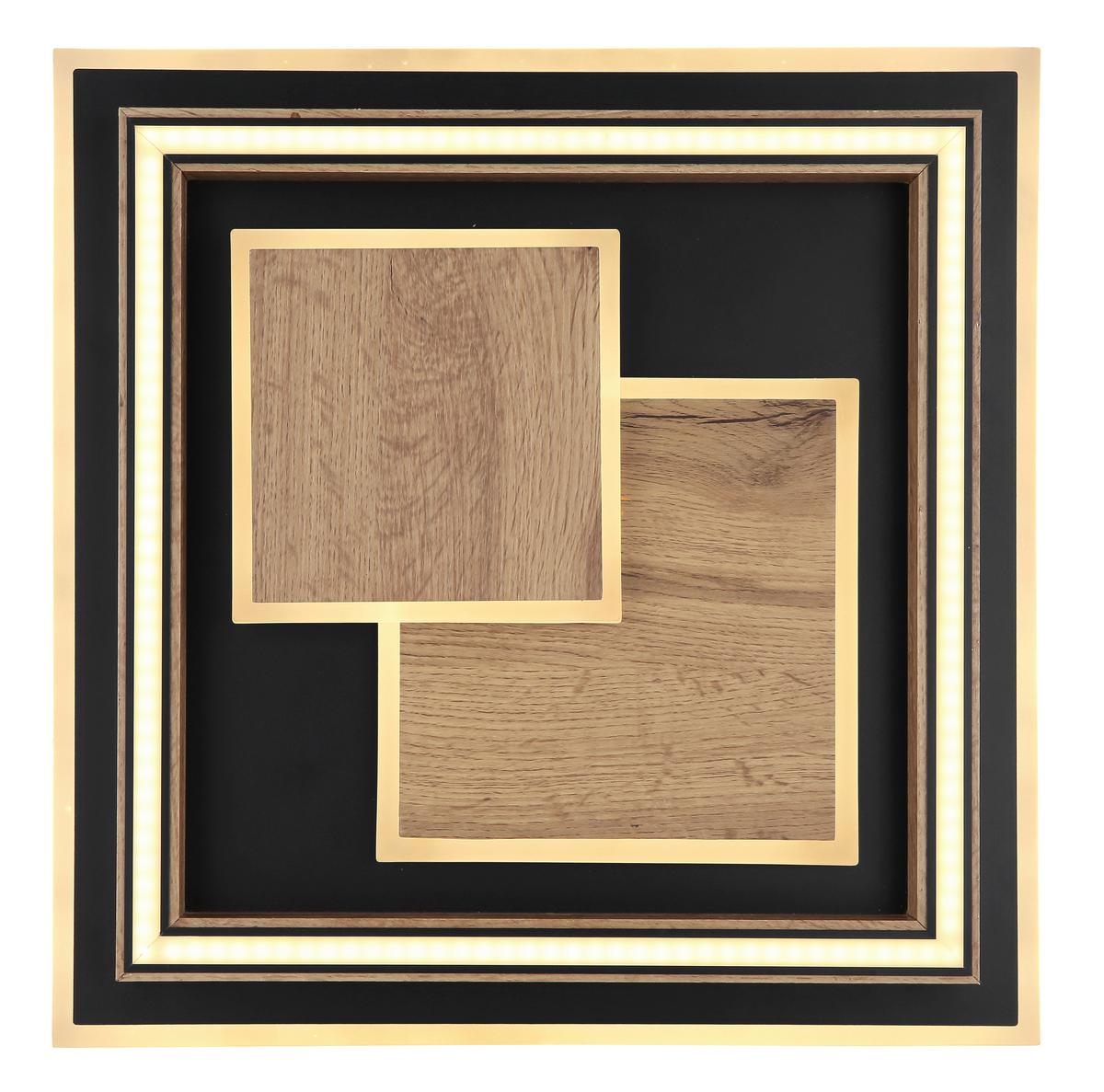 LED-Deckenleuchte 67325-32 - Dunkelbraun/Opal, Design, Holzwerkstoff/Kunststoff (41/41/7,6cm) - Globo