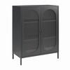Highboard Luna Schwarz B: 80 Cm - Schwarz, Design, Glas/Metall (80/102/40cm) - MID.YOU