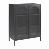 Highboard Luna Schwarz B: 80 Cm - Schwarz, Design, Glas/Metall (80/102/40cm) - MID.YOU