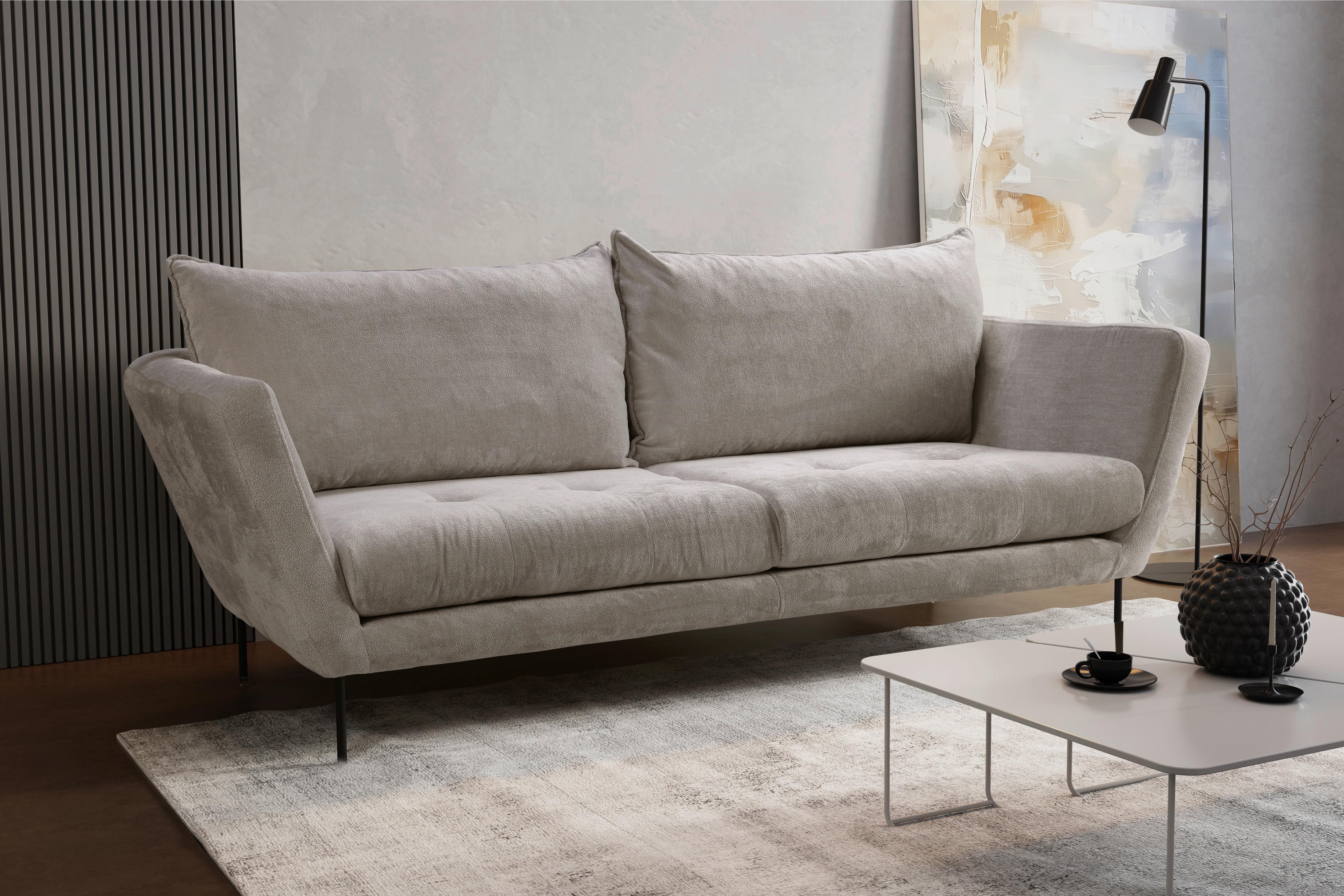 Sofa Ankona Grau/Schwarz, 225 cm - Schwarz/Grau, Design, Textil (225/86/95cm) - MID.YOU