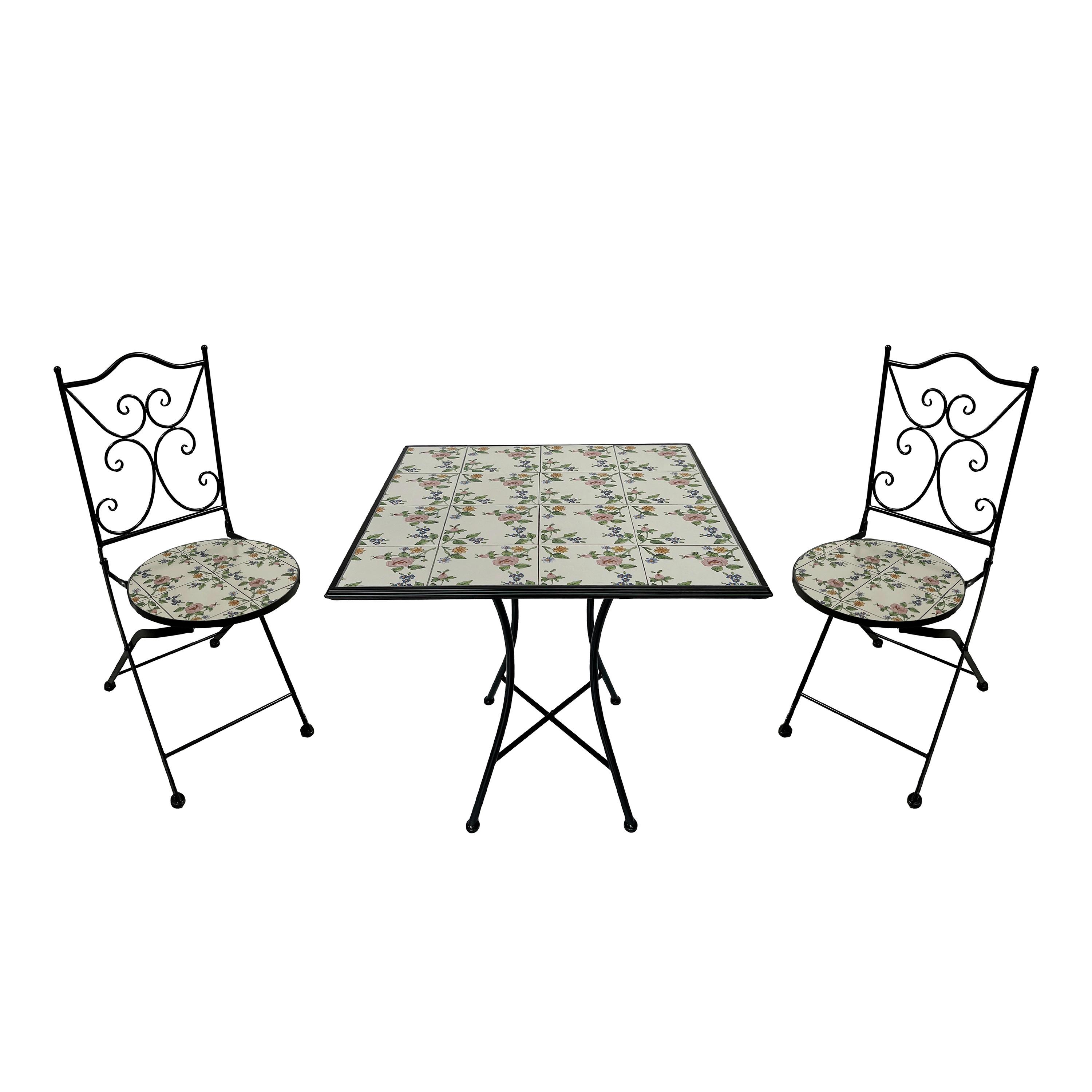 Gartenset Camilla Romantic Rose - Creme/Schwarz, Basics, Keramik/Metall (60/60/75cm) - Ambia Garden