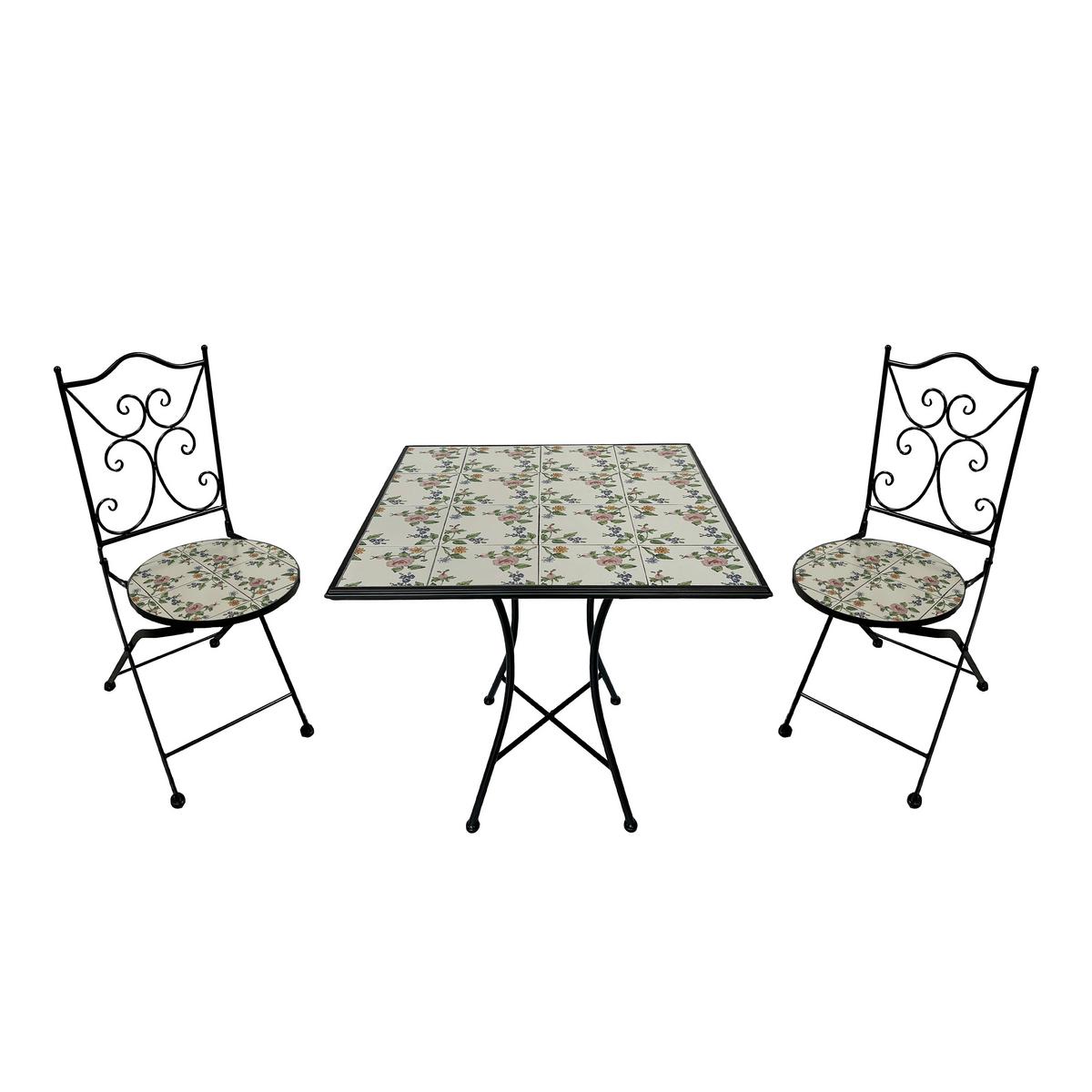 Gartenset Camilla Romantic Rose - Creme/Schwarz, Basics, Keramik/Metall (60/60/75cm) - Ambia Garden