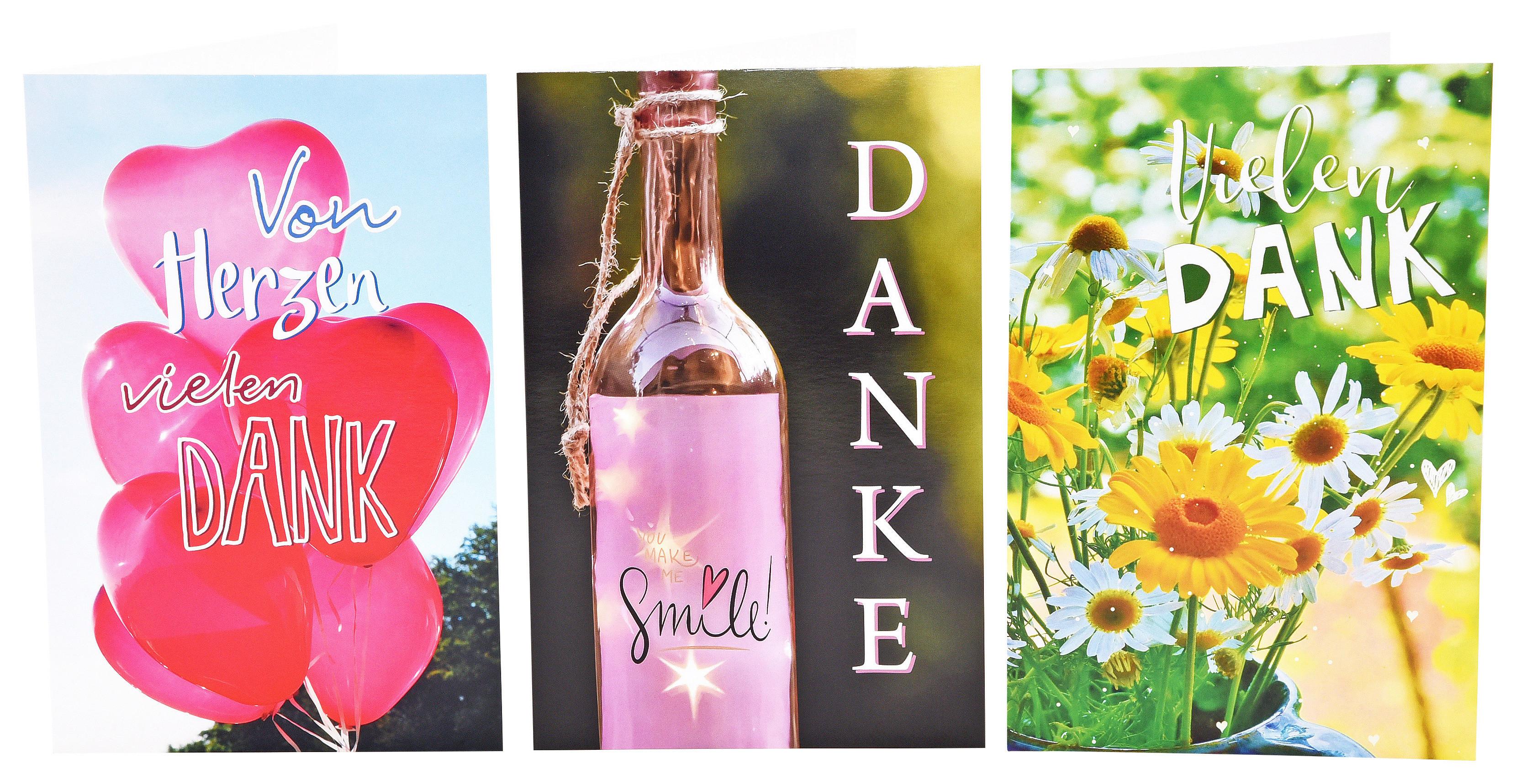 Billett Dankeskarte 8 Motive Sort - Papier (25,5/38,5/3,5cm)