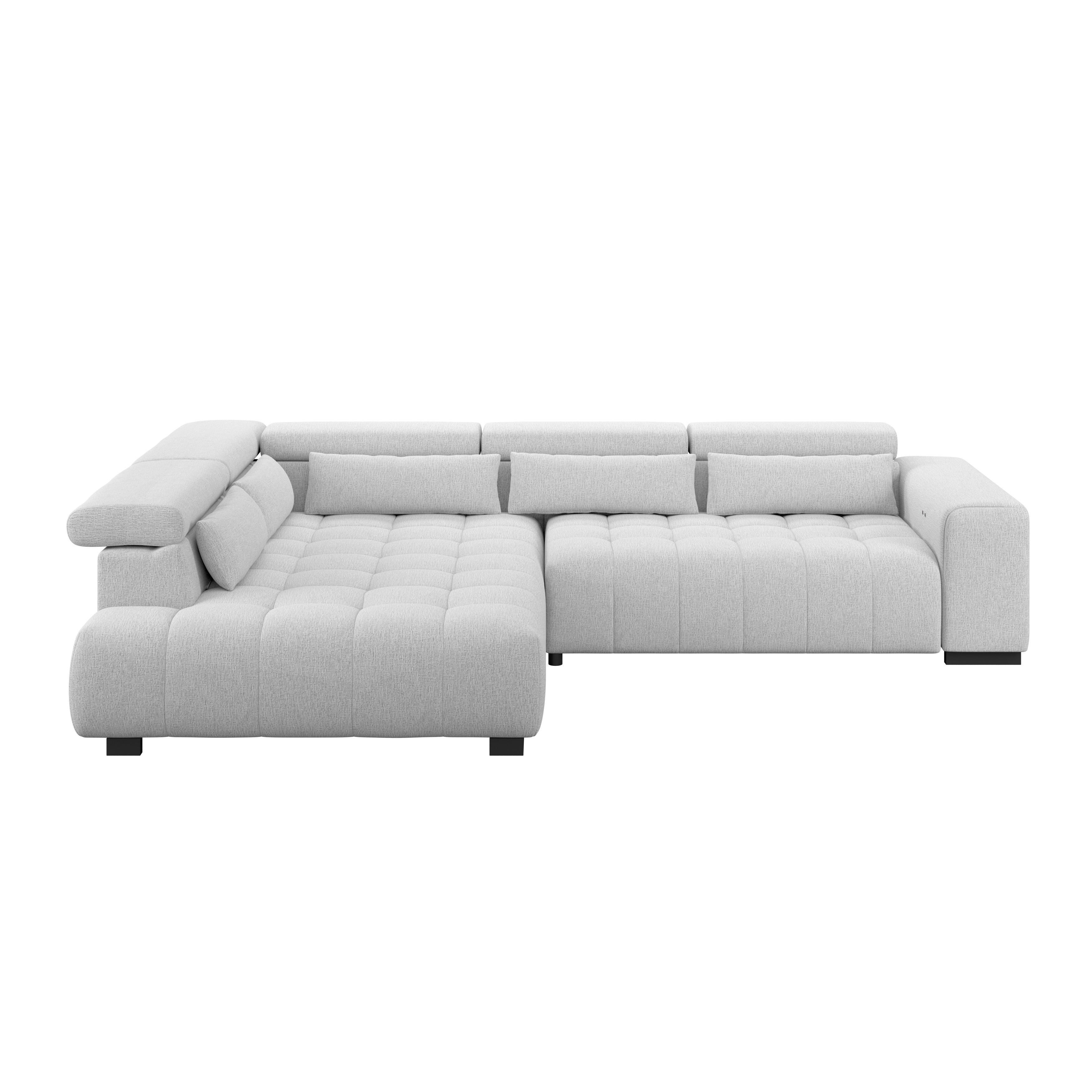 Ecksofa Matera Hellgrau S: 226x311cm - Hellgrau/Schwarz, Trend, Textil (226/311cm)