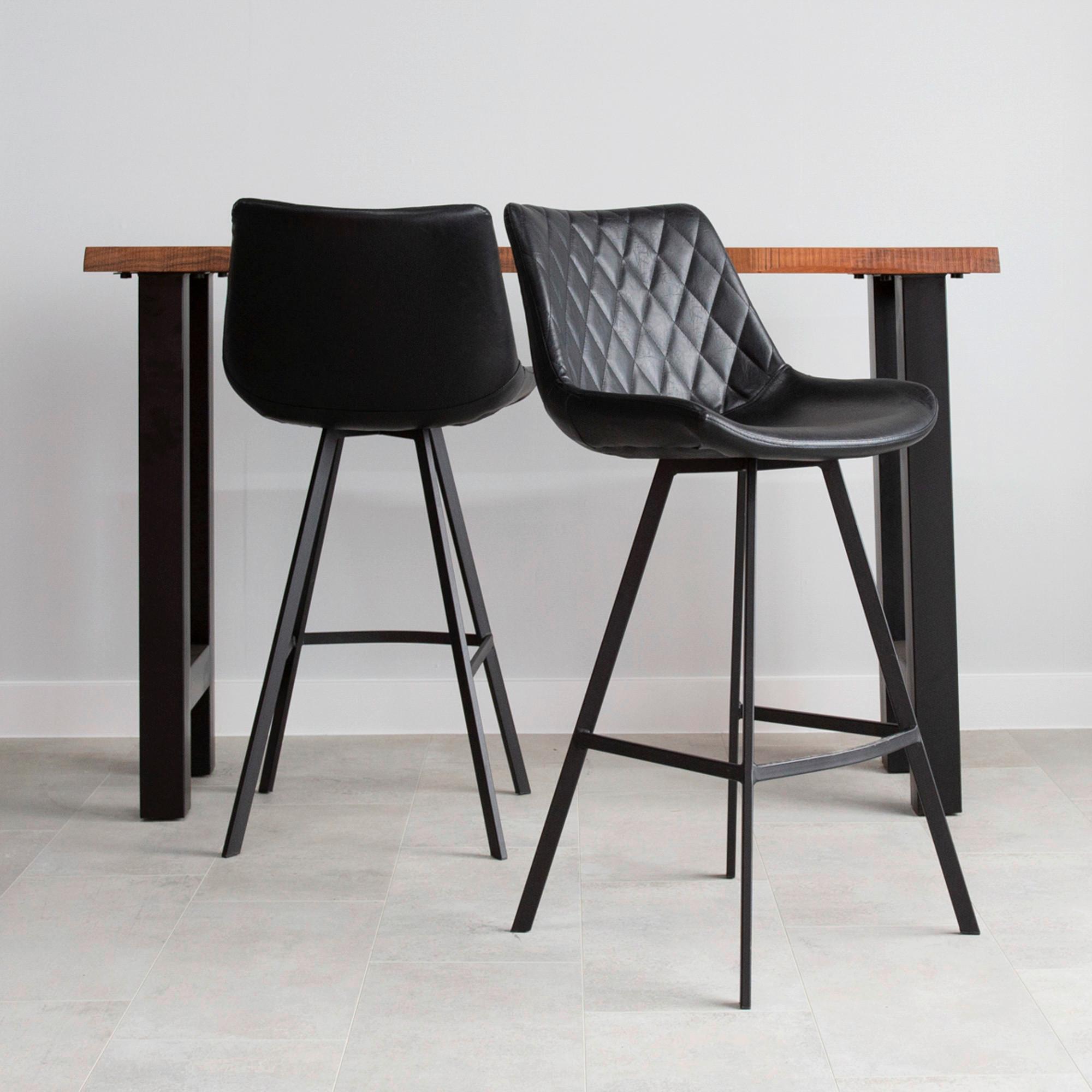 Barhocker-set Bowie Schwarz B: 50 Cm - Schwarz, KONVENTIONELL, Textil/Metall (50/102/55cm) - MID.YOU
