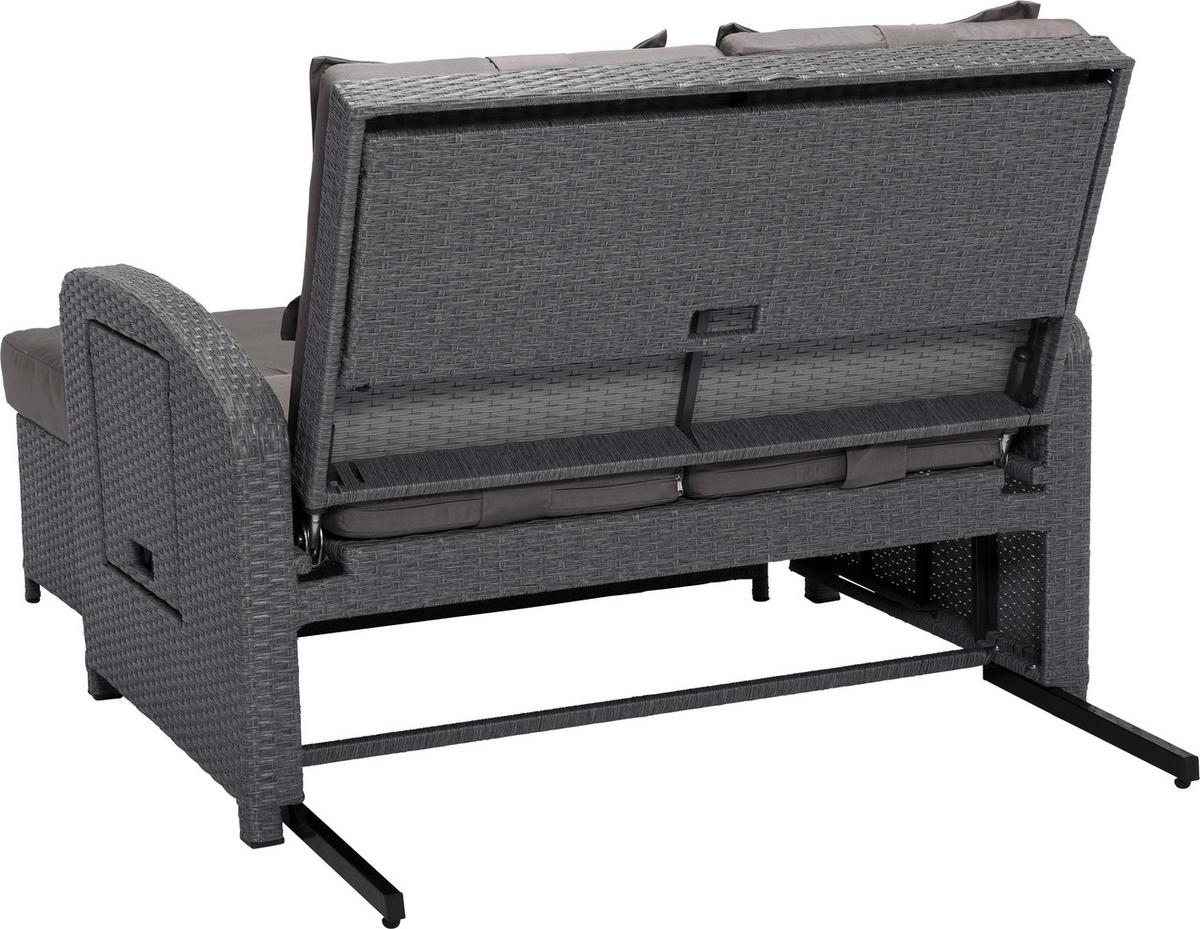 Loungesofa Bahia Rondo mit Kissen und Auflage - Braun/Grau, MODERN, Kunststoff/Textil (117/95/74cm) - Greemotion