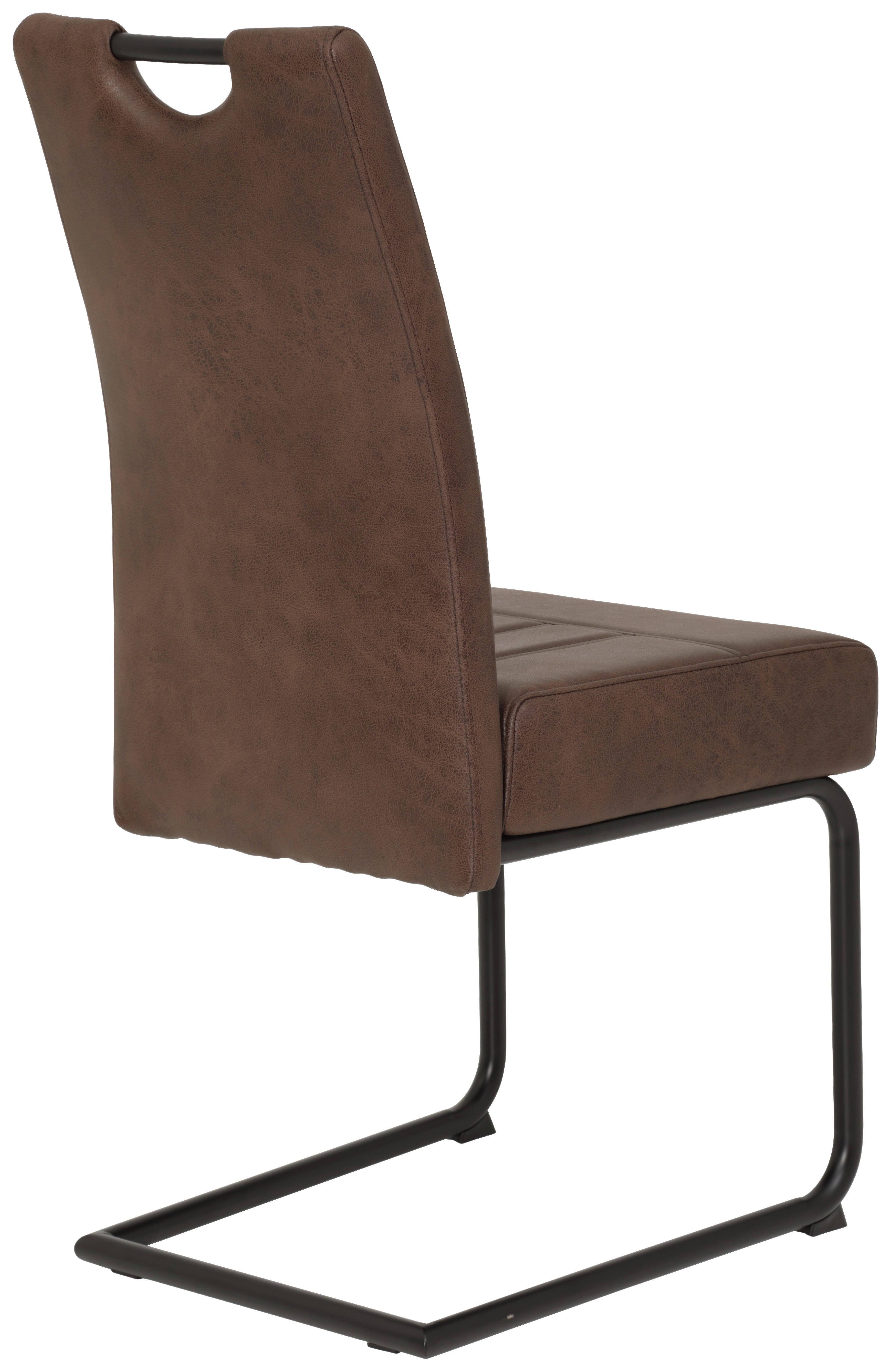 Schwingstuhl Betty Lederlook Braun, B: 43 cm - Schwarz/Braun, KONVENTIONELL, Textil/Metall (43/99/60cm)