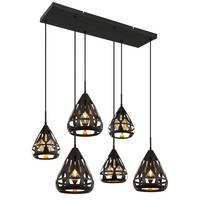 Hängeleuchte 15889-6h - Schwarz, Basics, Kunststoff/Metall (90/43/120cm) - Globo
