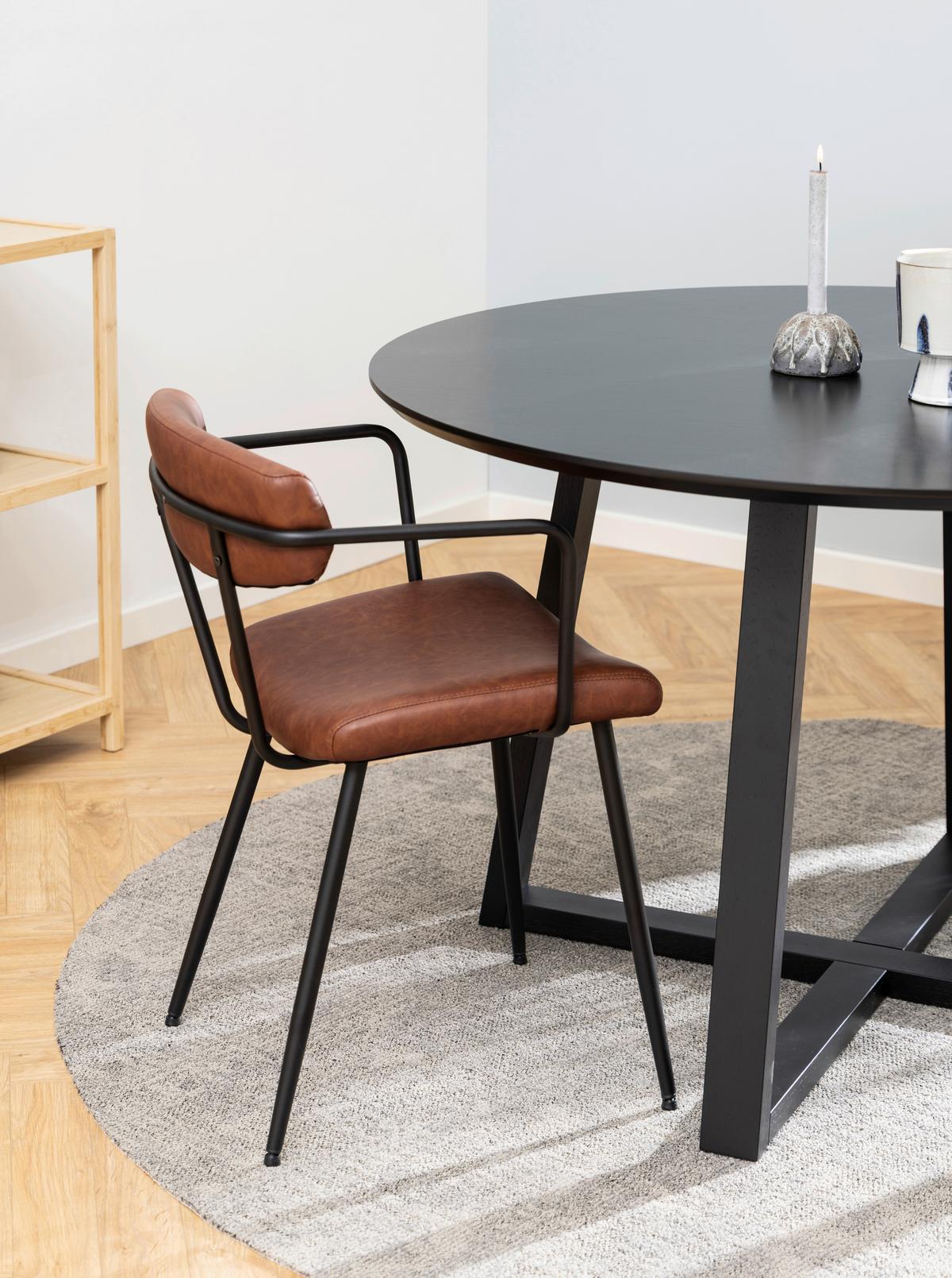 Esstisch Rund Malika 120x75 Cm Schwarz - Schwarz, MODERN, Holz/Holzwerkstoff (120/120/75cm) - MID.YOU