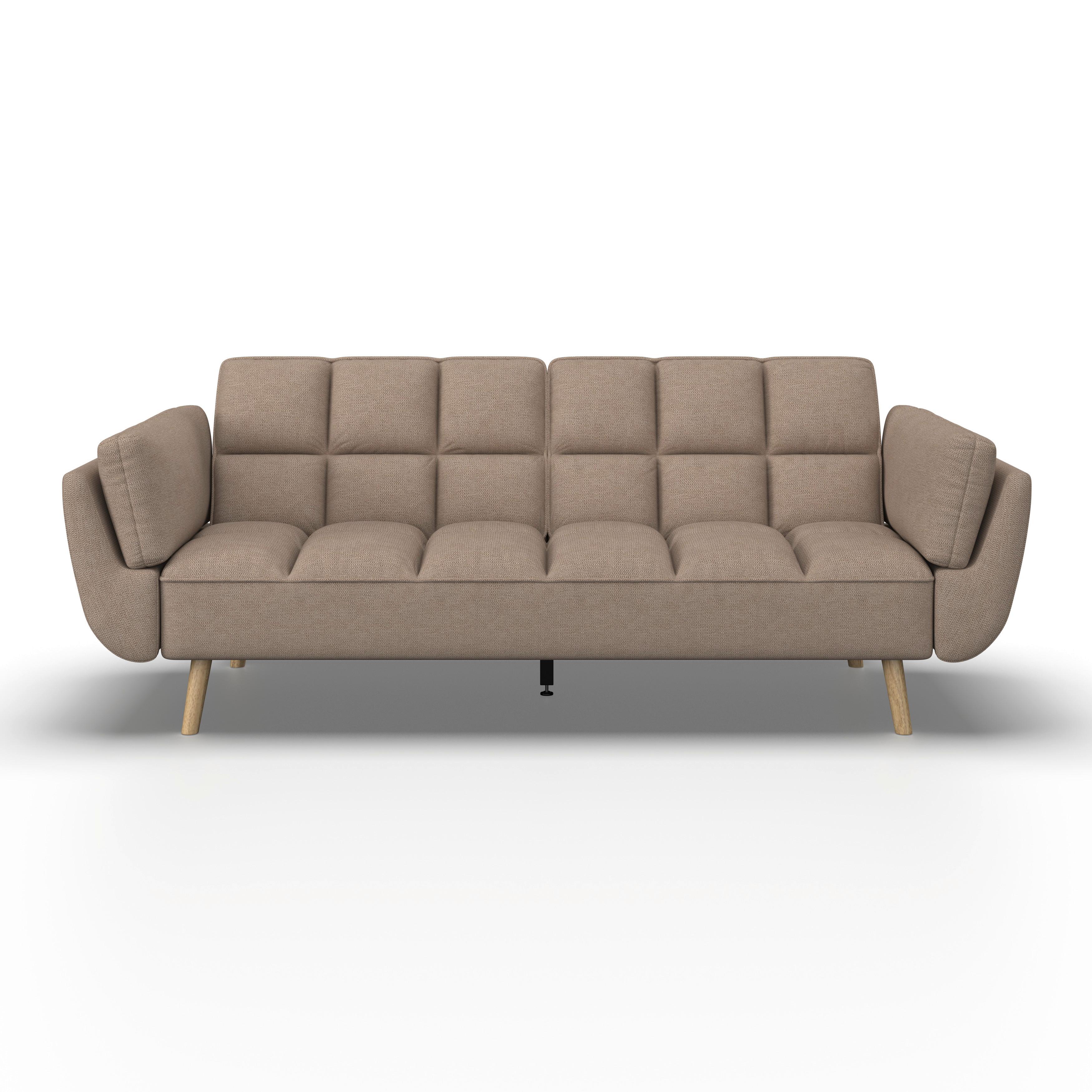 Rozkládací pohovka CORA, hnědá, max. 360 kg - přírodní barvy/hnědá, Moderní, dřevo/textil (214/92/81cm) - Bessagi Home