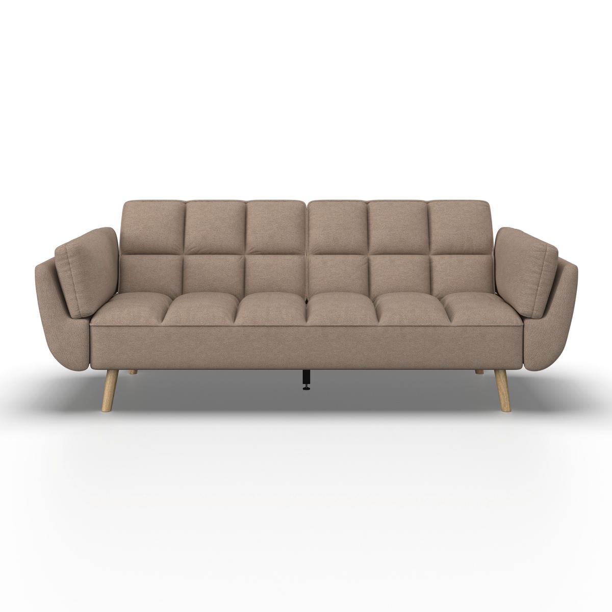 Rozkladacia pohovka CORA, hnedá, max. 360 kg - hnedá/prírodná farba, Modern, drevo/textil (214/92/81cm) - Bessagi Home