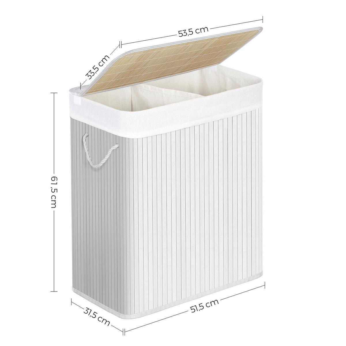 Wäschekorb Weiß B: 51,5 Cm - Weiß, Basics, Naturmaterialien/Textil (51,5/61,5/31,5cm)