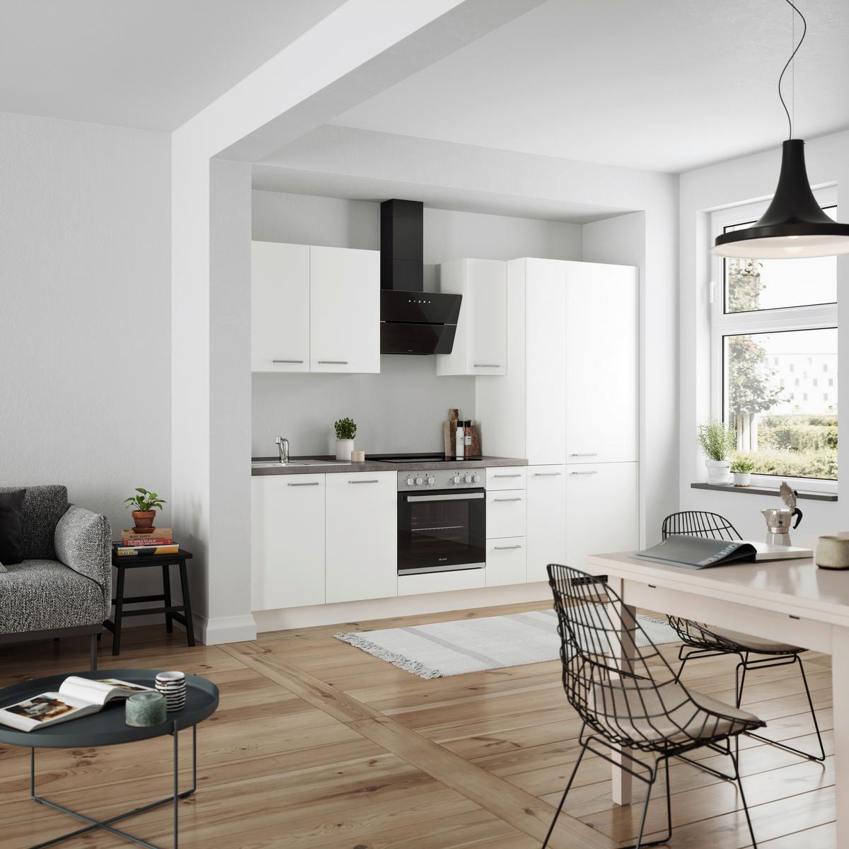 KÜCHENLEERBLOCK TOUCH HIGH - LINE, H3 RECHTS - Weiß/Grau, MODERN, Holzwerkstoff (270cm) - Nobilia