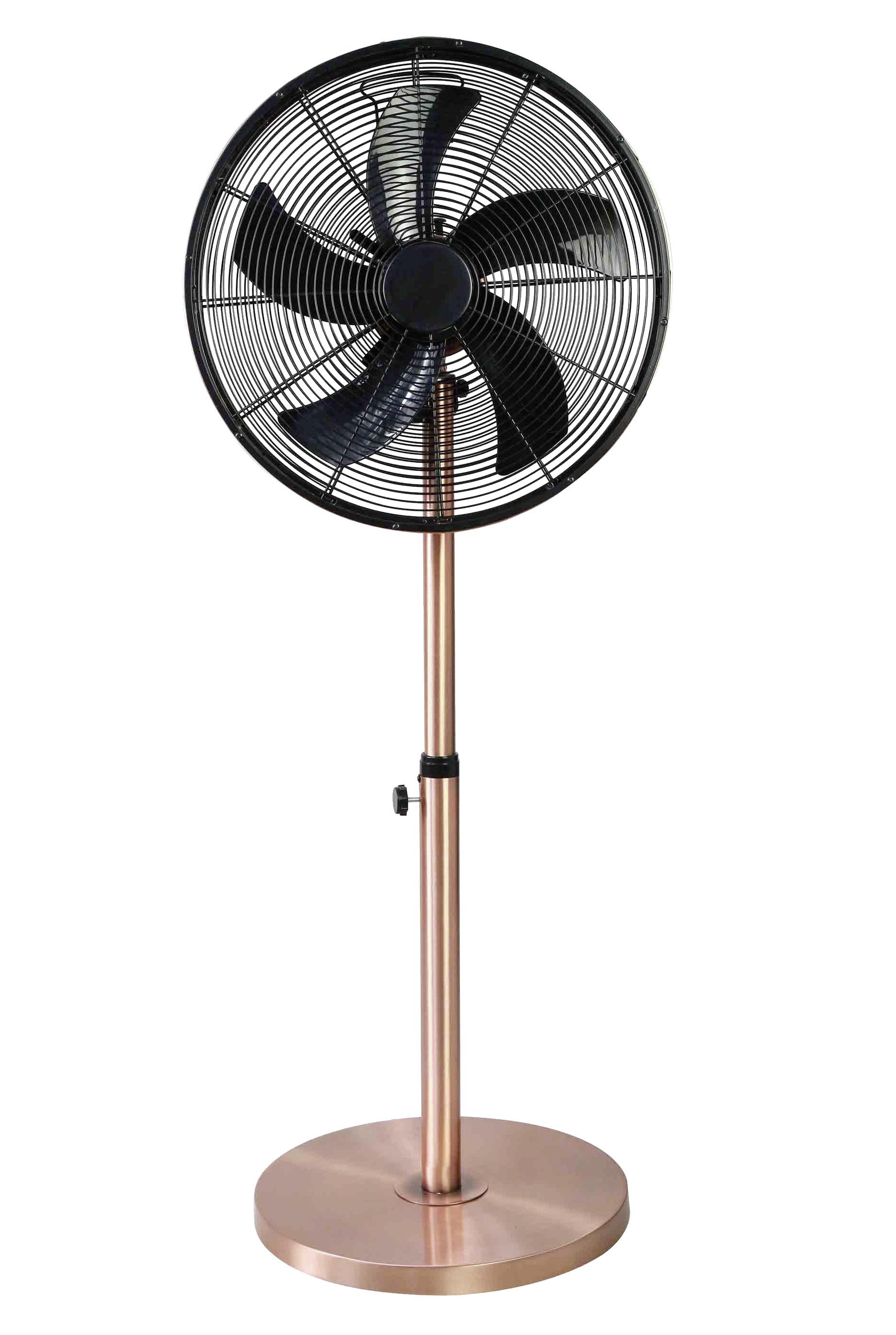 Standventilator 50 W Eycos Höhenverstllbar H: 123 cm - Schwarz/Kupferfarben, MODERN, Metall (123cm)