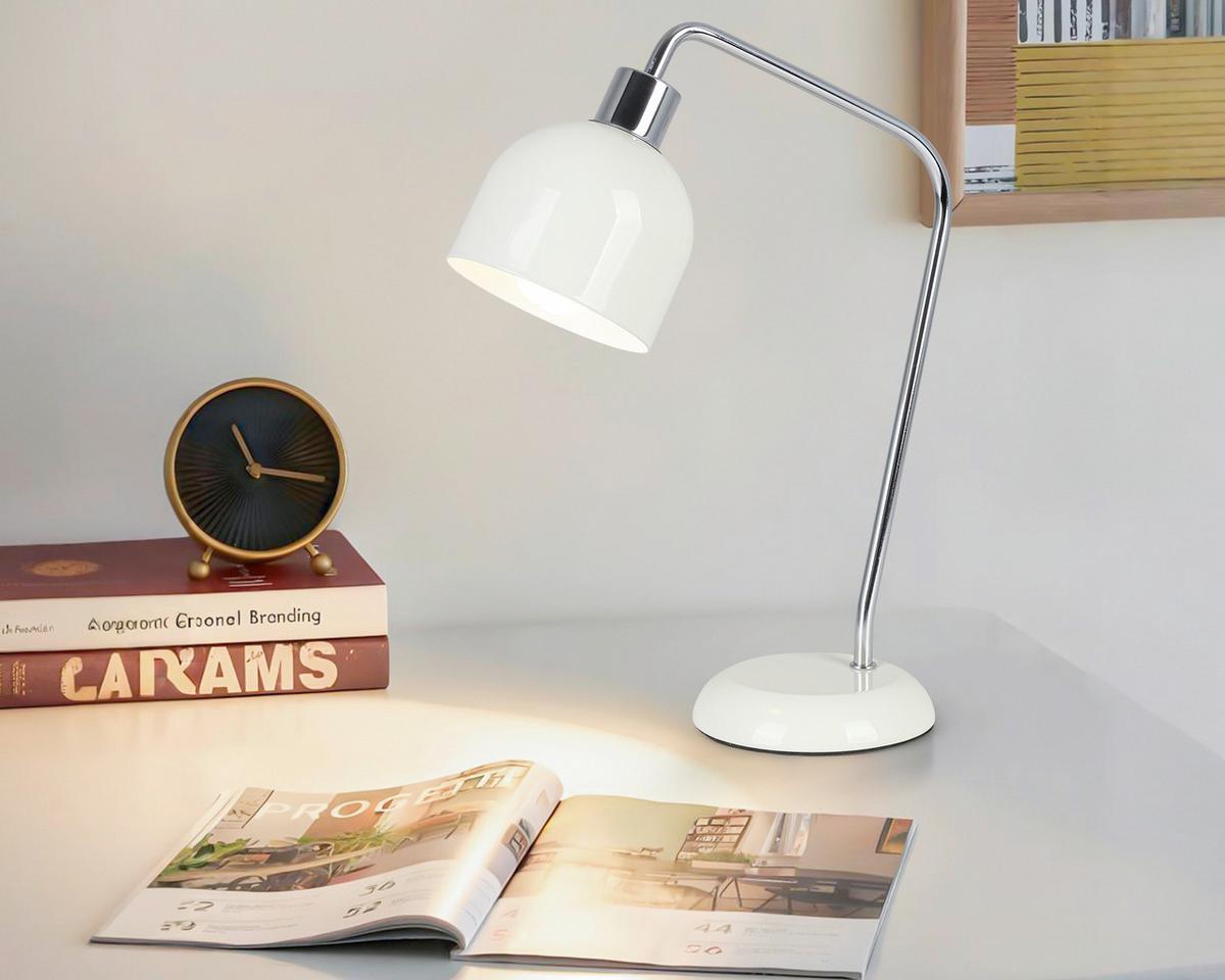 STOLNÁ LAMPA ILKA - biela/chrómová, Modern, kov/plast (27/12/35cm) - Mömax