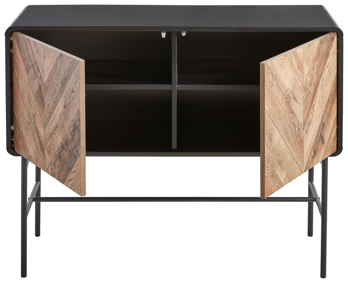 Komoda Sandy - černá/barvy dubu, Moderní, kov/kompozitní dřevo (108/82/40cm) - MID.YOU