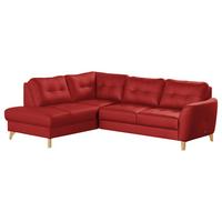 Ecksofa Nordic Rot S: 190x236 cm - Buchefarben/Rot, Design, Leder/Textil (190/236cm) - Livetastic