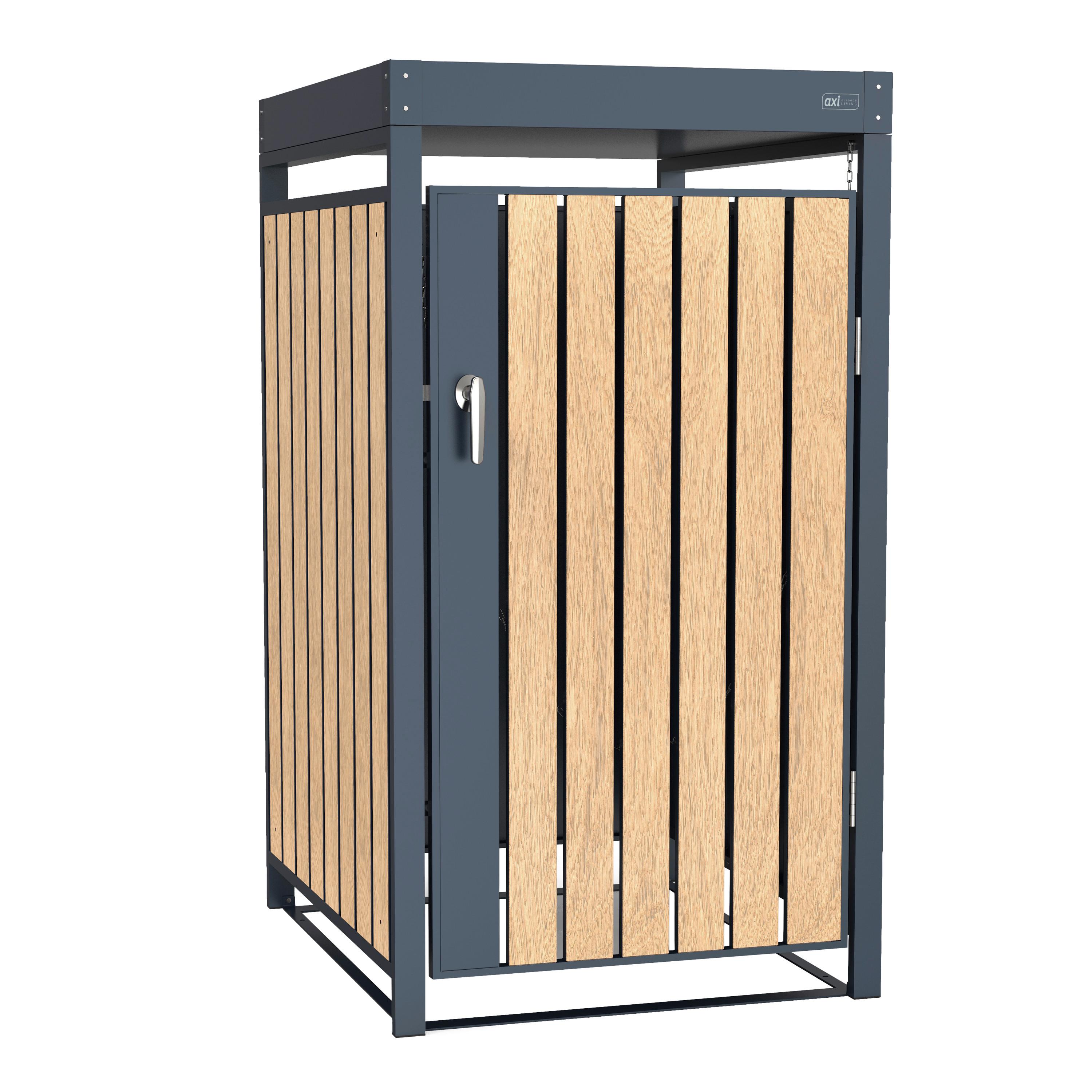 Aufbewahrungsbox Leon 1x240 Holz - Anthrazit/Braun, Basics, Metall (68/80/124cm) - Ambia Garden