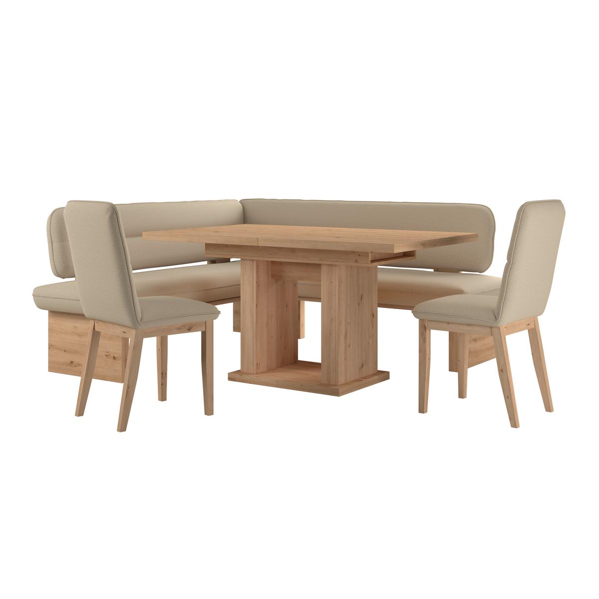 Eckbank Beluna Ii Webstoff Beige, B: 170cm - Eichefarben/Beige, KONVENTIONELL, Holz/Textil (170/232cm) - James Wood