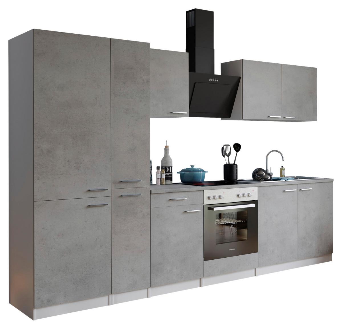 Küchenblock Malia B: 300 Cm Grau, Mit Geräte - Weiß/Grau, Basics, Holzwerkstoff (300cm) - Respekta