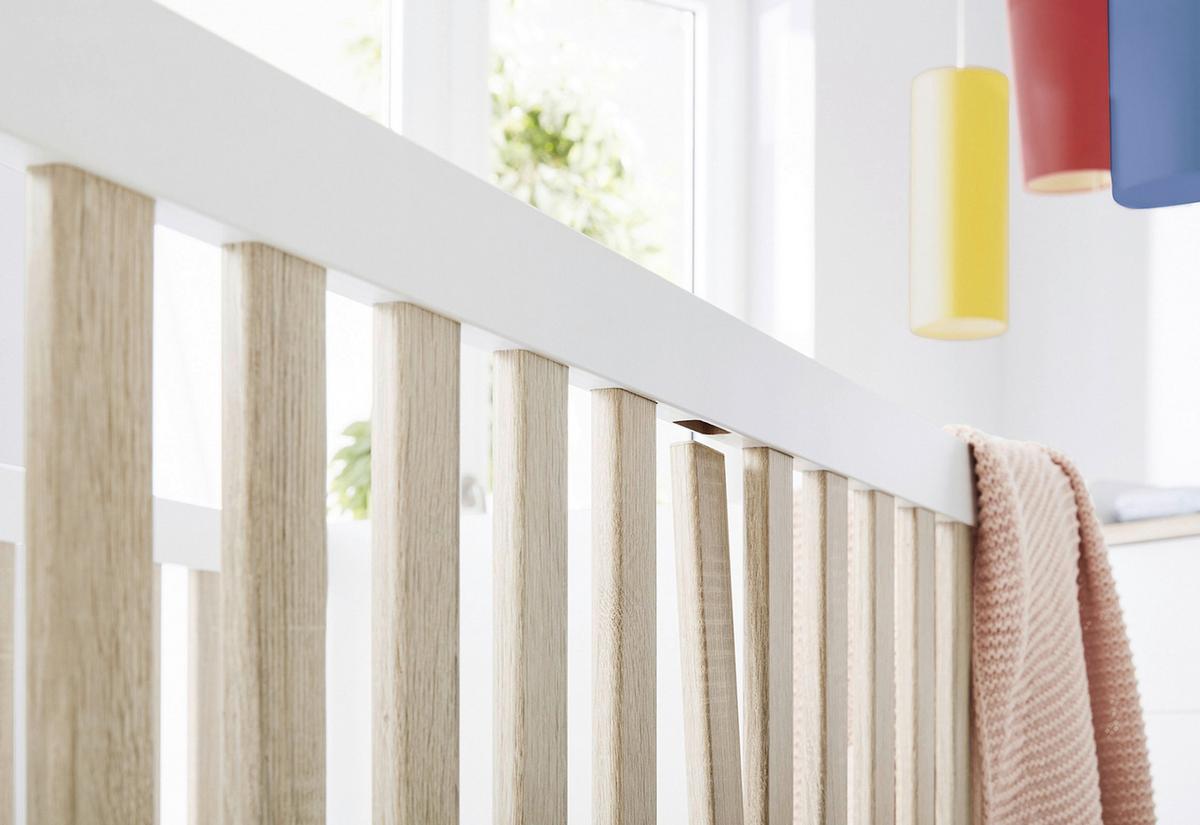 Babyzimmer Weiß - Eichefarben/Weiß, Design, Holzwerkstoff - Pinolino