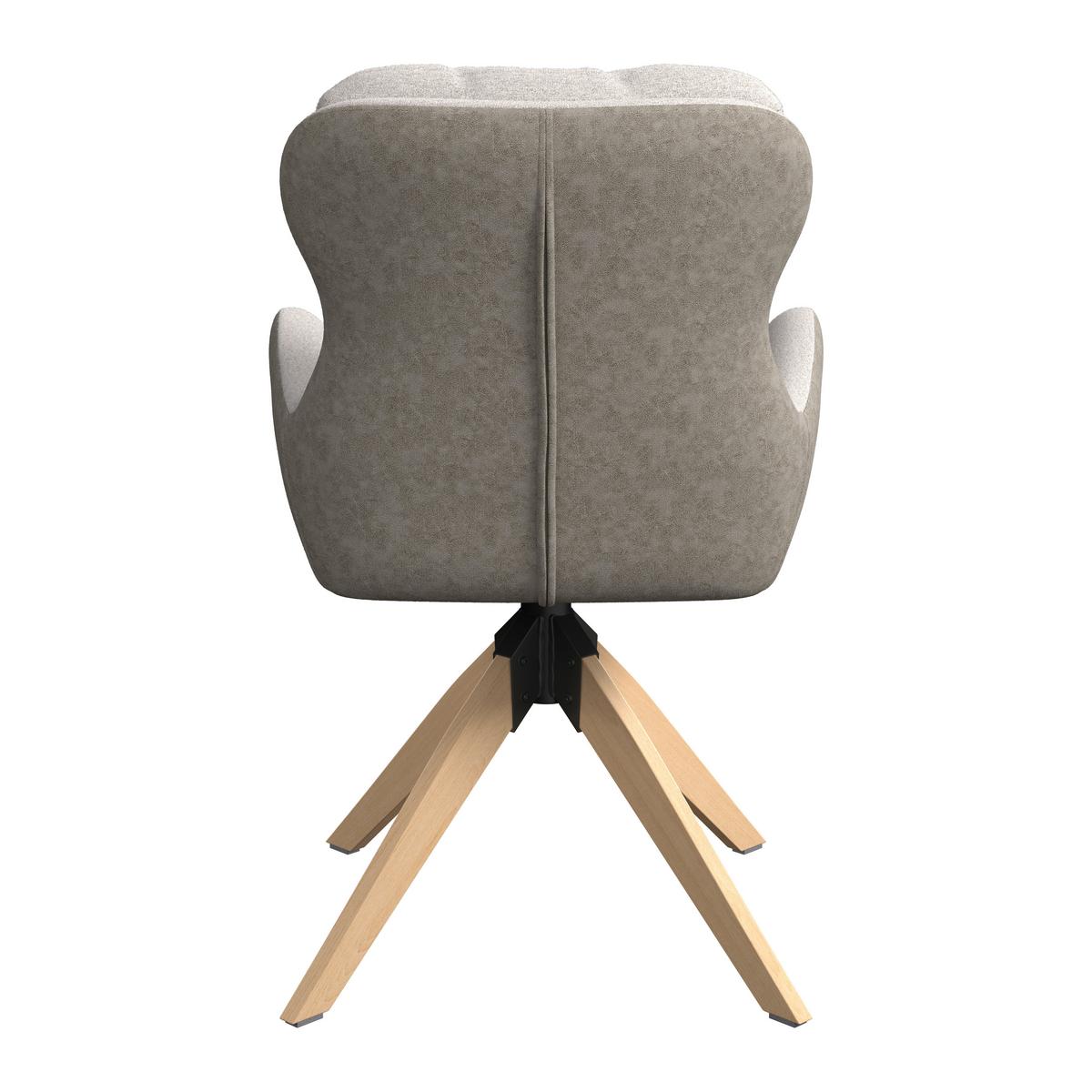 Židle s podrúčkami Neelia, šedobéžová - šedobéžová/přírodní barvy, Moderní, kov/dřevo (59,5/93/69cm) - Bessagi Home