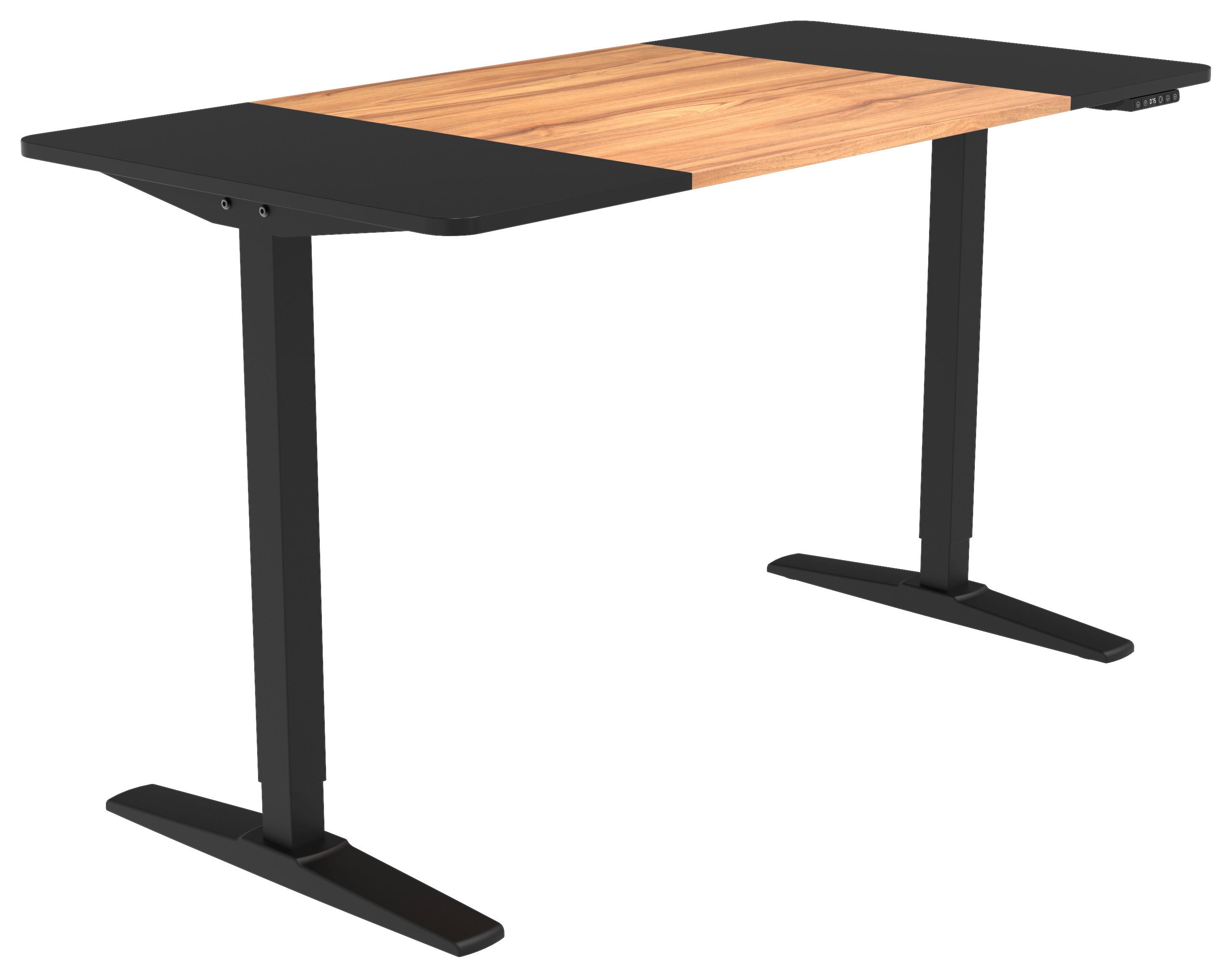 Písací stôl MILAN - čierna/farba duba, Modern, kov/kompozitné drevo (140/71-116/70cm)