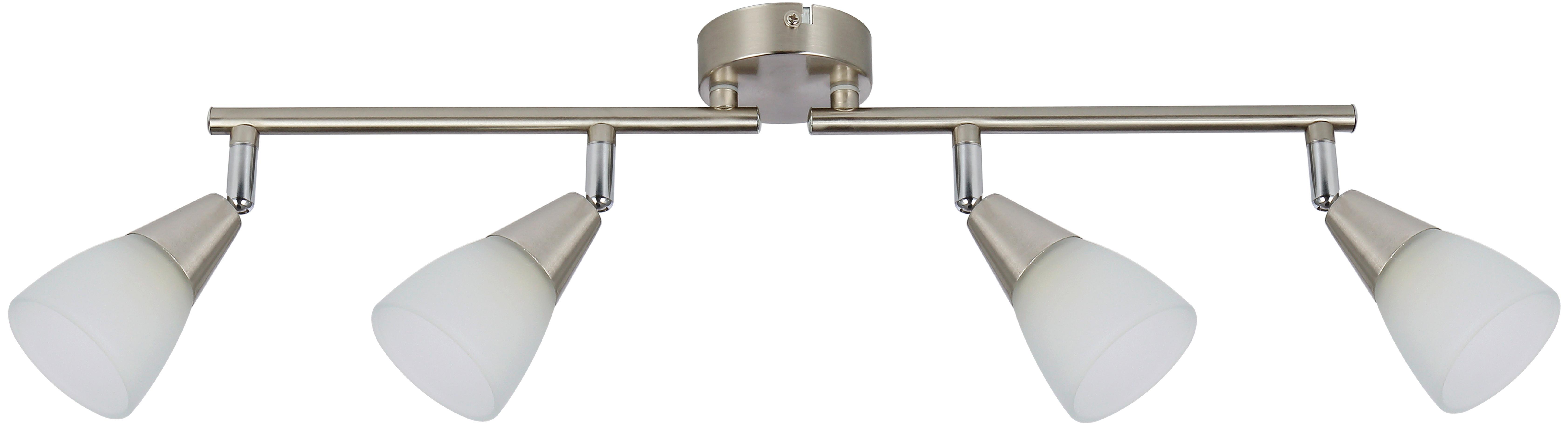 Strahler Walter 4-flammig Verstellbar L: 60 Cm - Weiß/Nickelfarben, KONVENTIONELL, Glas/Metall (60/8/19cm) - James Wood