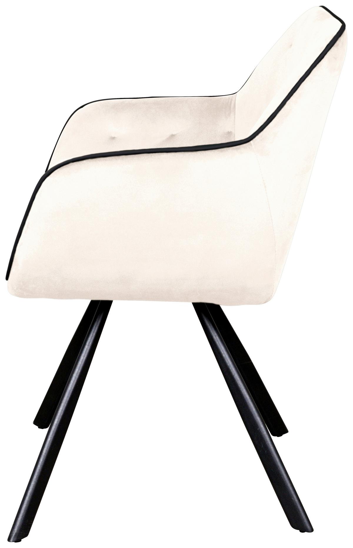 Stolička s podrúčkami krémová - čierna/krémová, Modern, kov/textil (60/85,5/57,5cm) - MID.YOU