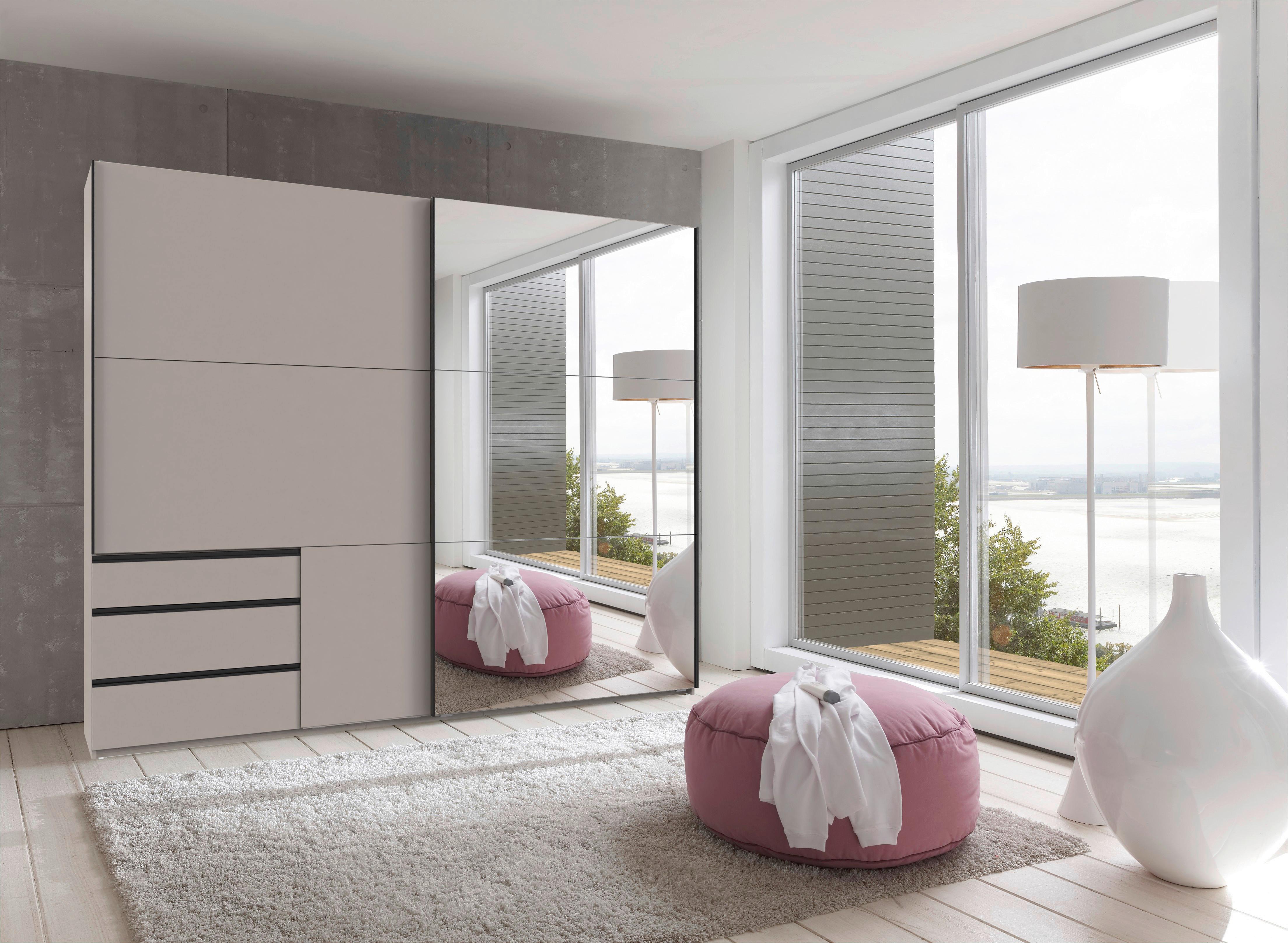 Schwebetürenschrank Level 36 A Grau Dekor/Spiegel, B: 250cm - Sahara, MODERN, Glas/Holzwerkstoff (250/216/65cm) - MID.YOU